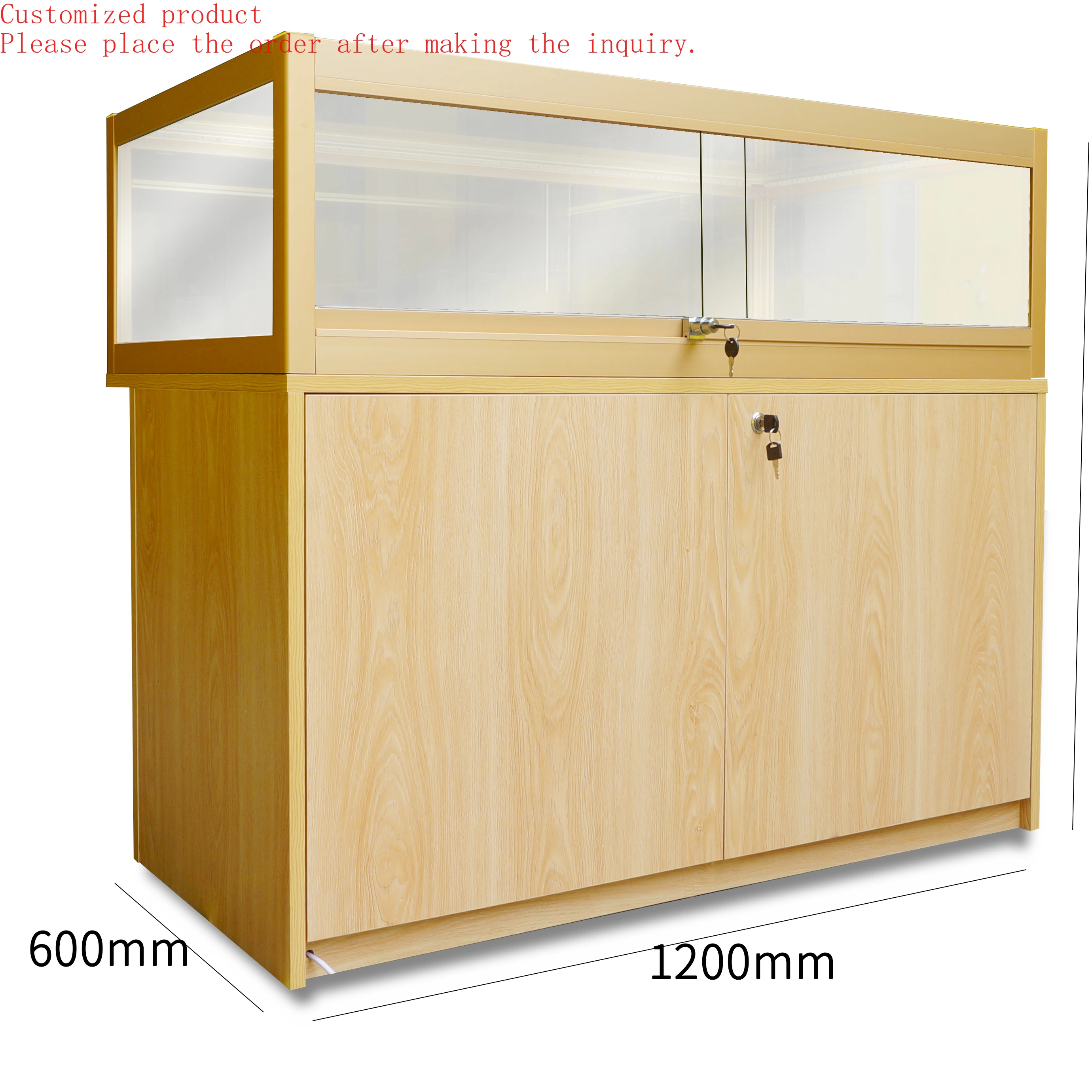 

Custom.NEW Style Fashion Design Cheap Price Gold Aluminum Frame Jewelry Display Jewelry Short Display Cabinet