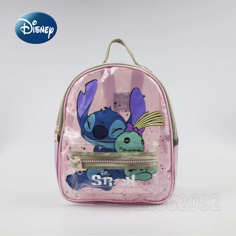 Disney Stitch New Transparent Backpack Luxury Brand Fashion Children's Transparent Backpack Cartoon Leisure Children's Backpack