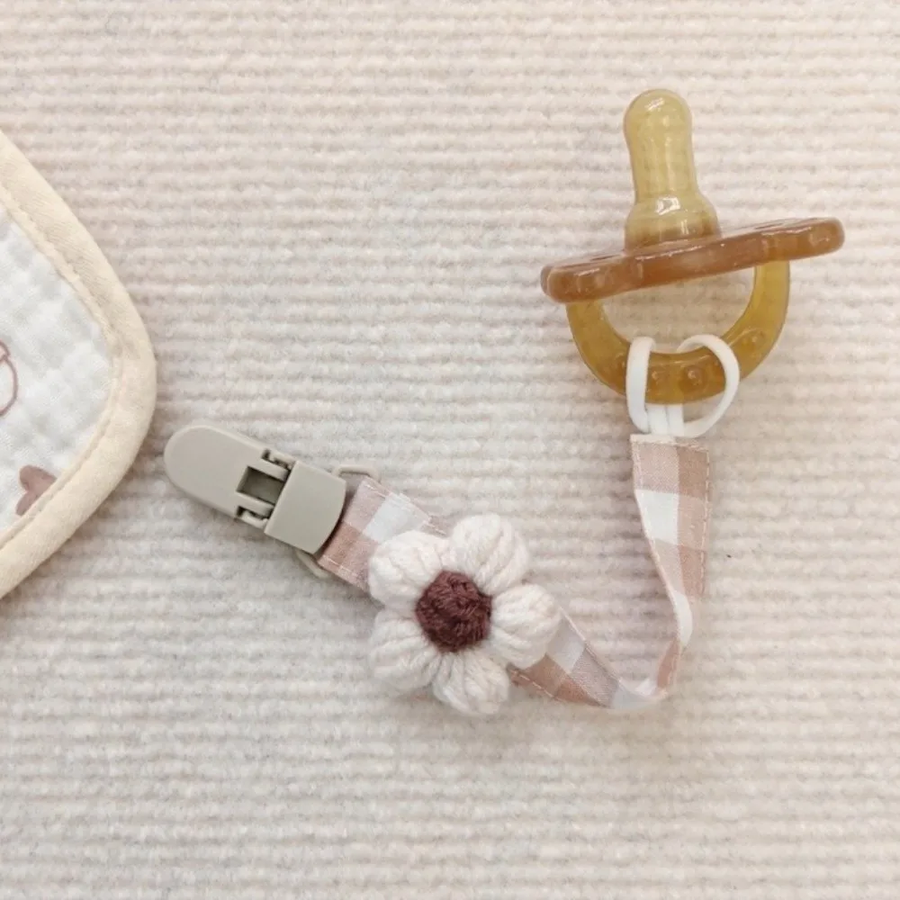 

Cute Cute Flower Dummy Nipple Holder Plastic Plaid Baby Pacifier Chain Colorful Anti-drop Embroidery Pacifier Clips Newborn