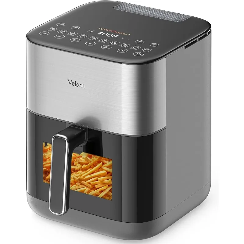 

Veken 6.5qt Air Fryer, No Flipping Required, with Stainless Steel & Clear Window, 13-in-1 Functions, Advanced Air