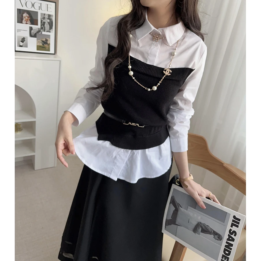 

Стильная женская вязаная кофта с воротником и асимметричным кроем, модная, для повседневной носки, с длинным рукавом, стандартный крой, цветная