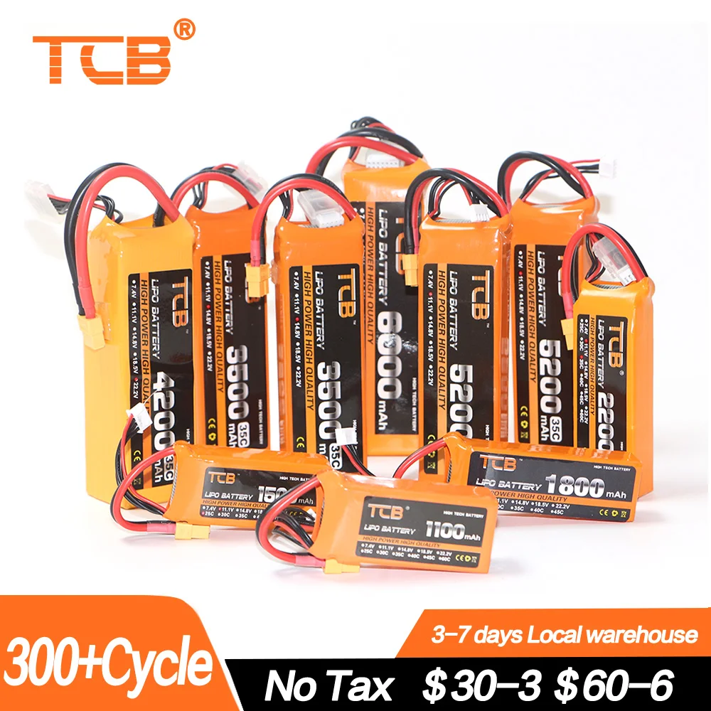 

TCB Graphene Lipo 3S 4S 6S Battery 11.1V 14.8V 22.2V 2200mah 5000mah 6000mah 3000mah XT60 XT90 EC5 100C RC Airplane Car Parts