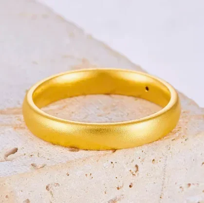 24k pure gold rings 3d hard gold jewelry 999 real gold finger rings for couples satin surface 3.3mm