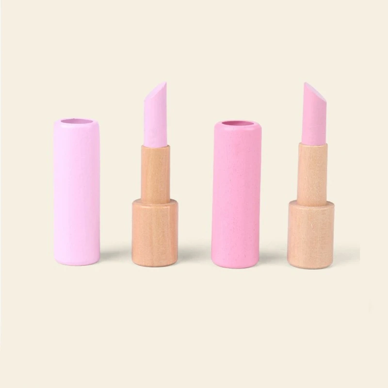 Juego de maquillaje de madera para niñas, 12 piezas, juego de rol, cosméticos, juguete de simulación, Accesorios de belleza para niños