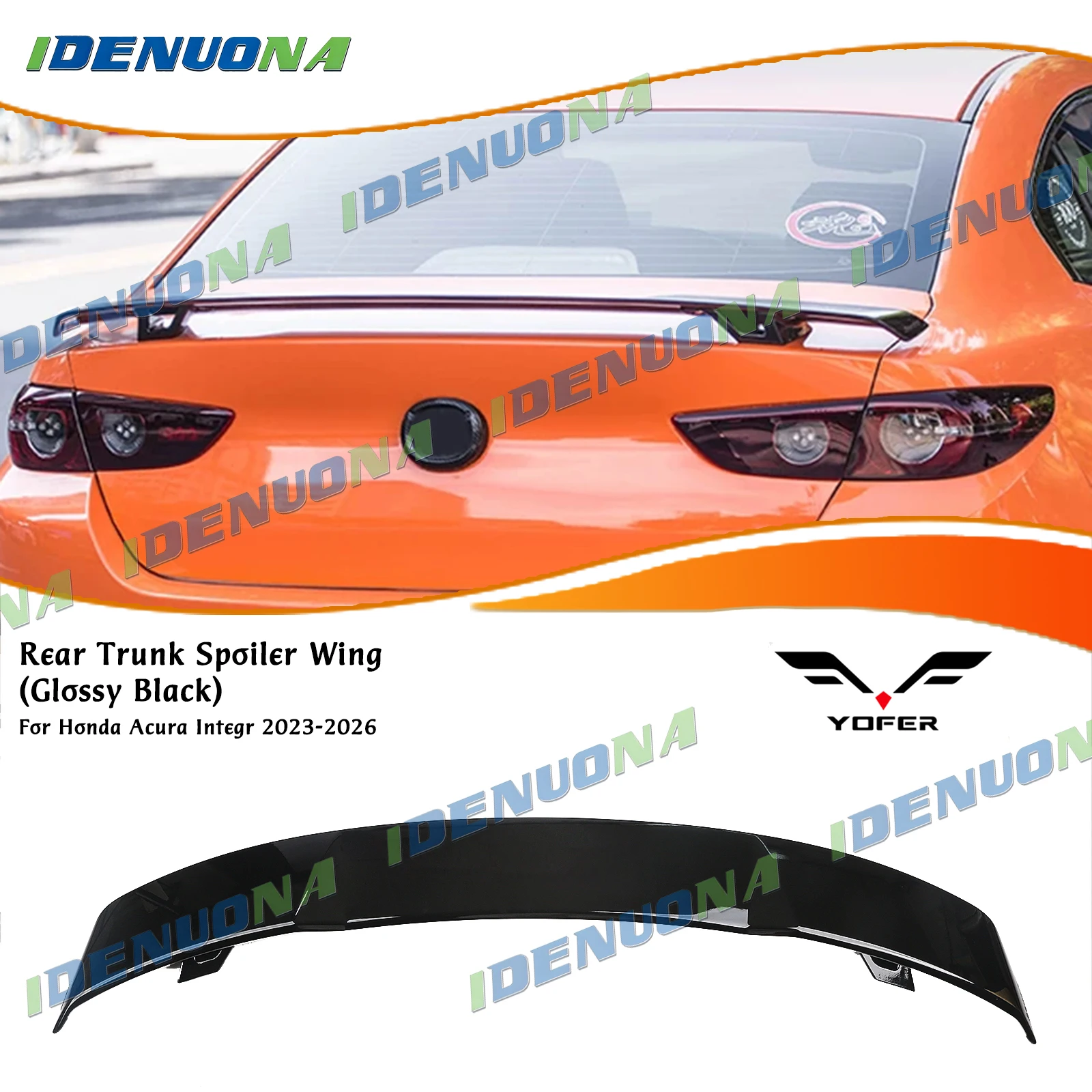 Gloss Black Rear Trunk Lid Spoiler Wing Yofer Style Tail Splitter Lip For Honda Acura Integra 2023-26 Tailgate Flap Decklid Trim