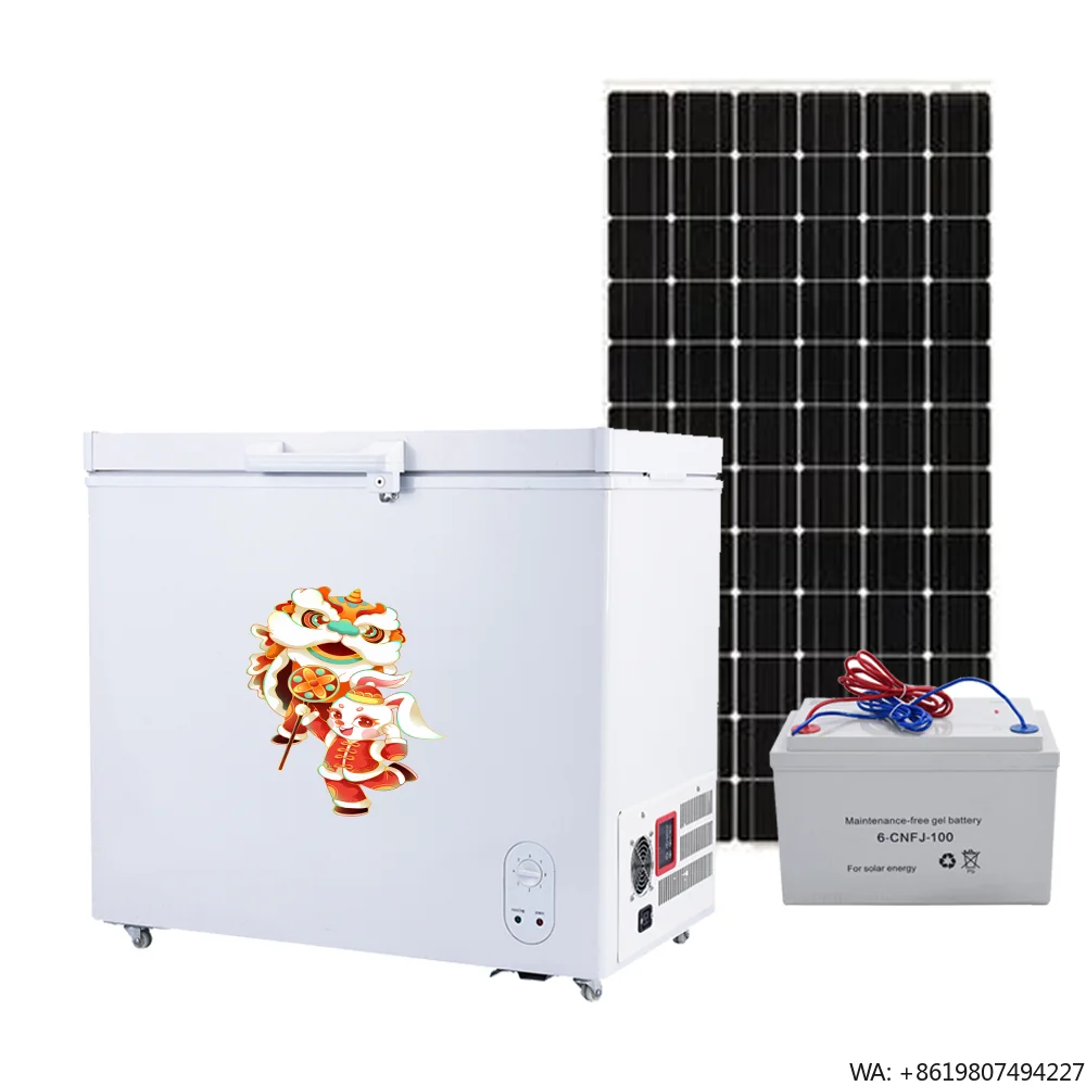 2023 New Design Single Door Deep Chest Freezer Dc 12 off Grid Solar Freezer 208 Litres All in One Solar Freezer