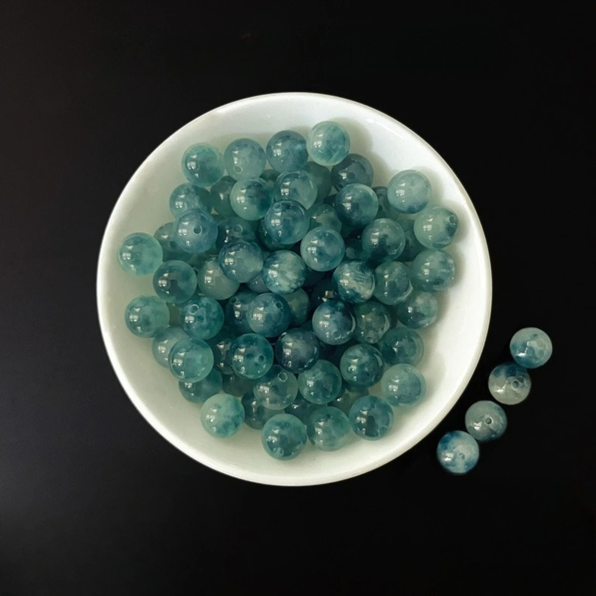 40pcs 6mm-10mm Enhanced Blue Chalcedony Beads Smooth Polished Round Loose Gemstone