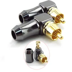 RCA Plug Connector 90 Degree Wire Connectors Gold Plated Terminal for 6.2mm Speaker Cable Right Angle Audio Adapter L Type A07