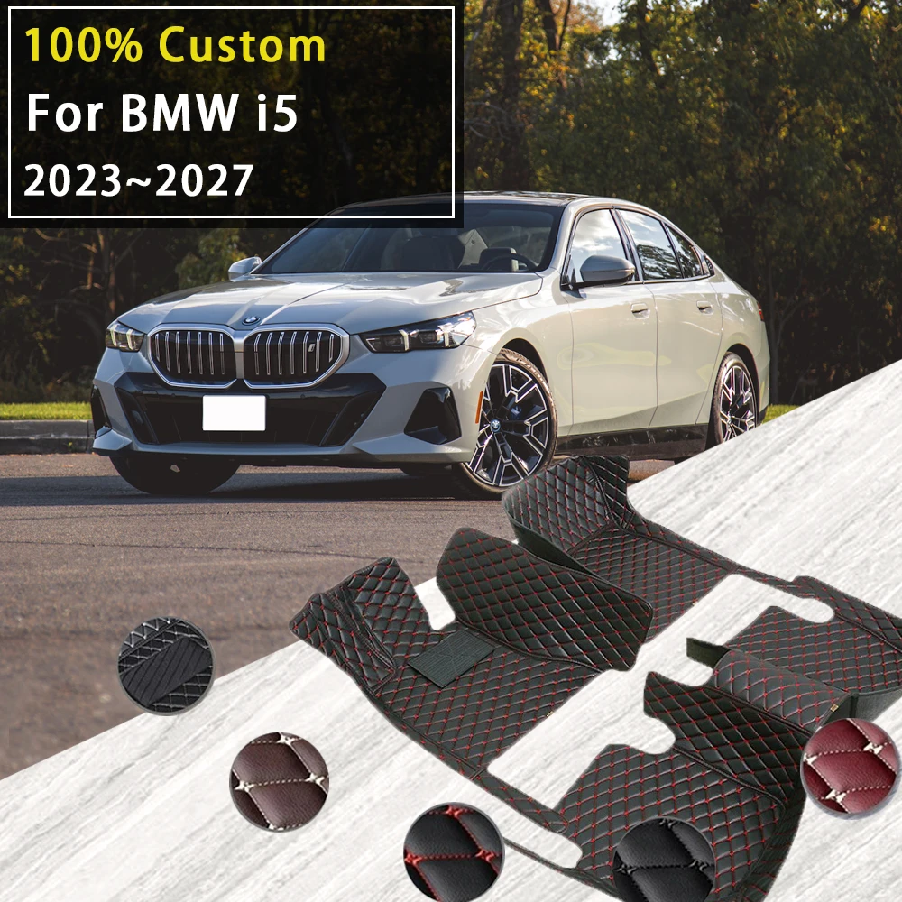 

Автомобильные коврики для BMW i5 Sedan 2023 2024 2025 2026 2027 Водонепроницаемые подушечки Кожаные ковры для ног Напольные чехлы Автоаксессуары