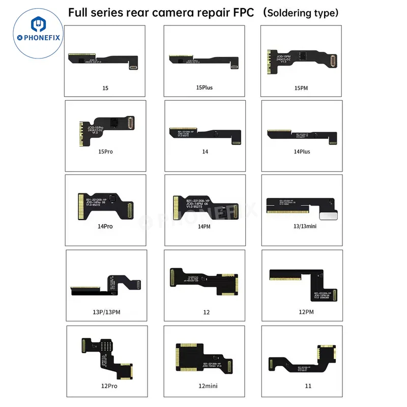 JC Soldering Type Rear Camera Flex Cable for iPhone 11 12 13 14 15 ProMax Solve the problem of mismatched lens codes and pop-ups