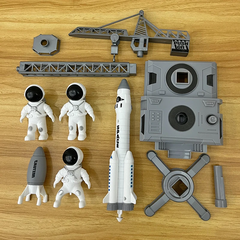 1pcs Rocket+1pcs Launch Station+3pcs Astronaut (Capable of Launching Rockets), CHILDREN\'S Astronaut Spacecraft Model Toy