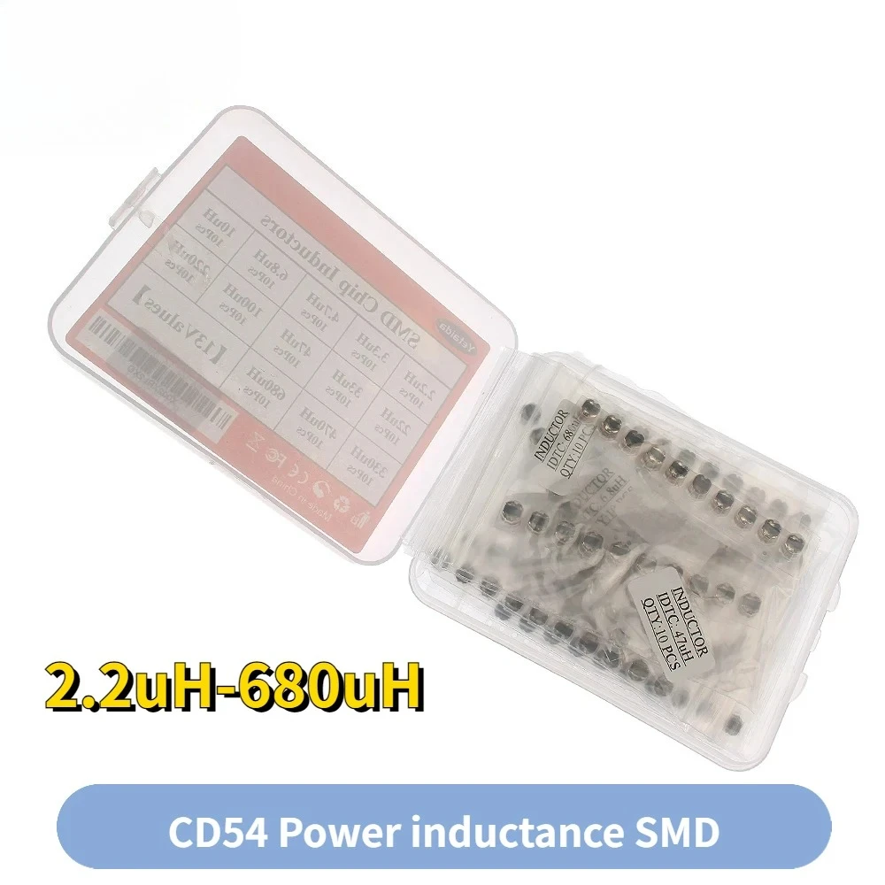 130pcs/box CD54 SMD Power Inductor Kit 13 Types CD54 Inductor Assorted Set 2.2uH~680uH 4.7uH 6.8uH 10uH 22uH 33uH 47uH 100uH