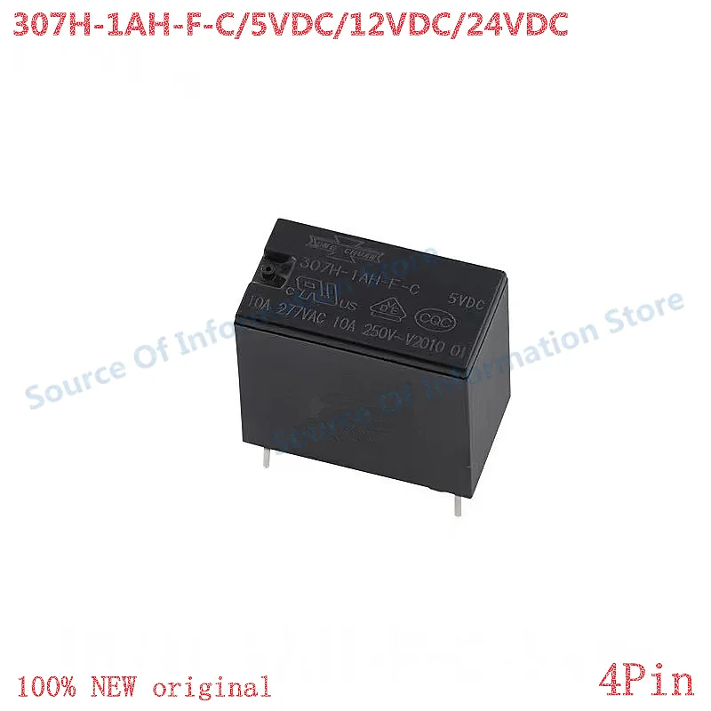 

5Pcs 307H-1AH-F-C/5VDC 12VDC 24VDC Relay 4-Pin 10A - DC Voltage Normally Open Contact for Electronics And Hardware