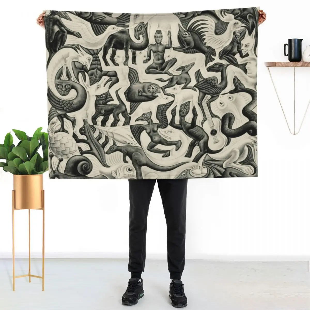 Escher - Plane Filling II Throw Blanket Compact Warm Blanket for Car Road Trip