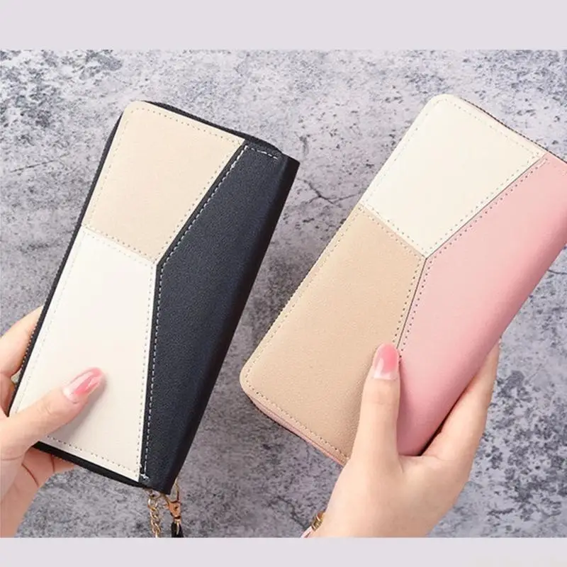 

X90D Trendy Striped Women's Wallet PU Purse Spacious with Card Slots and Coin Compartment