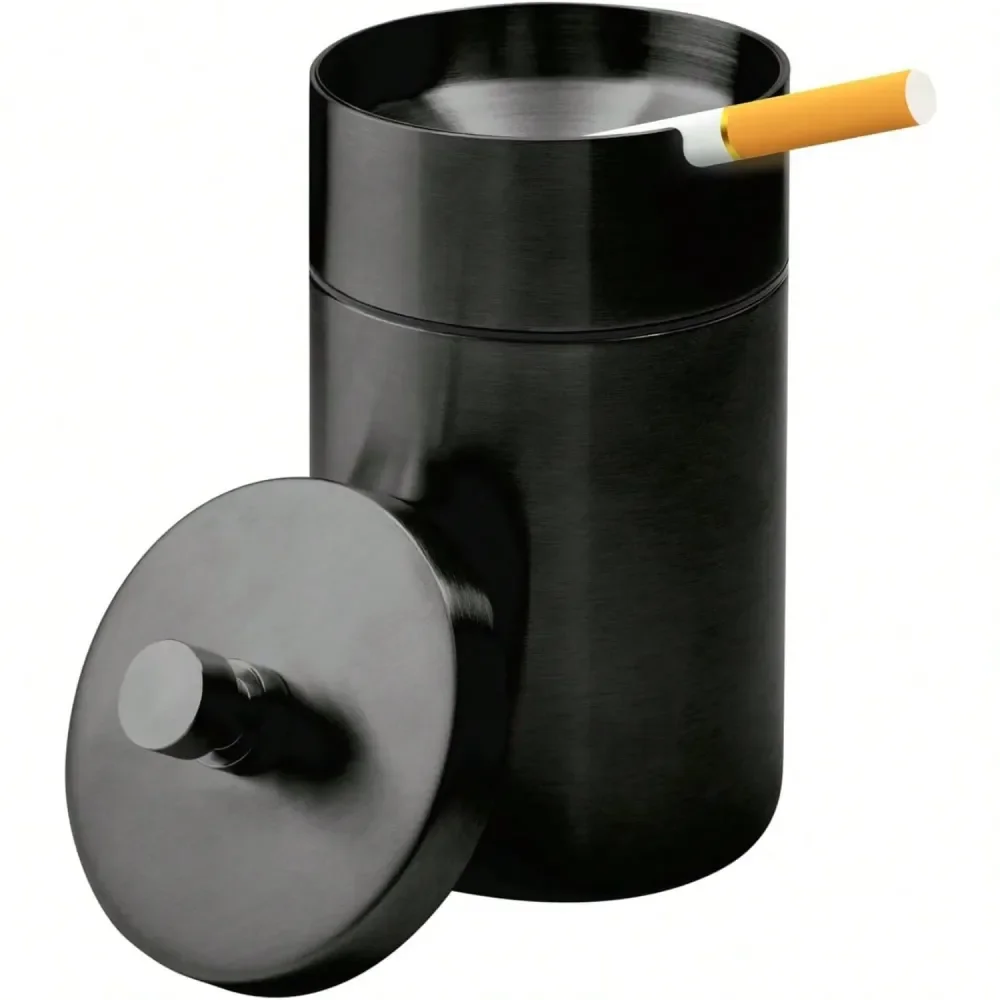 

Smokeless Detachable Windproof Car Ashtray With Lid For Cup Holder Silver, 2025 Design