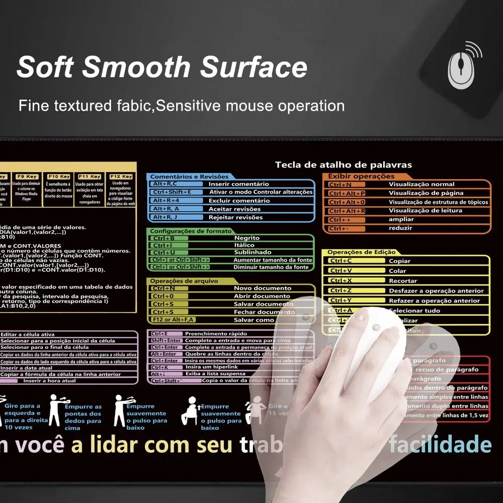 Efficient Portuguese Mouse Pad Smooth Desk Protector Pattern Art Mouse Pad Thickened Large Size Keyboard Mat Laptop Pads
