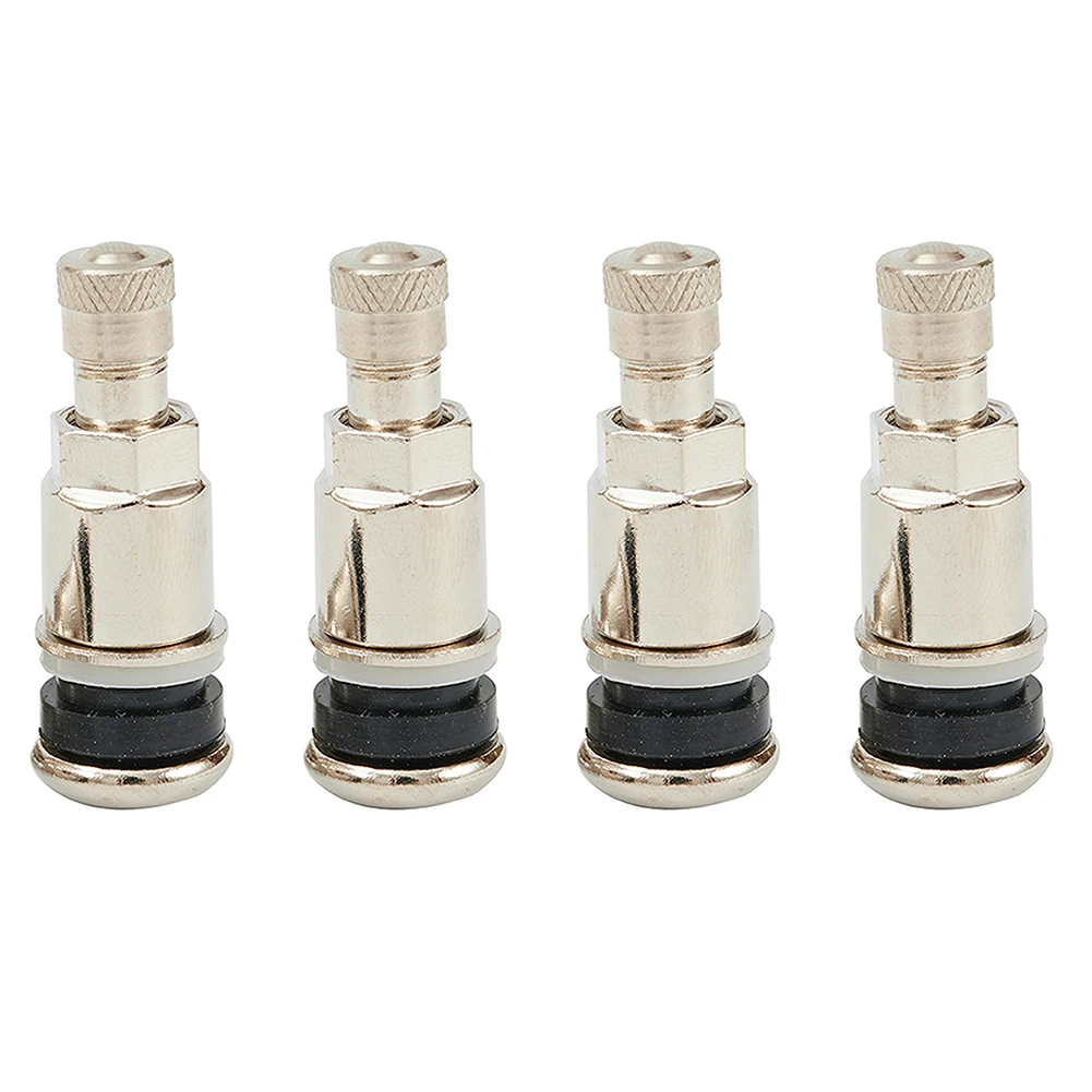 Silver Stainless Steel Valve TYRE Valve Attachment Equipment Replacement Stainless Steel 4pcs CHROME SILVER METAL