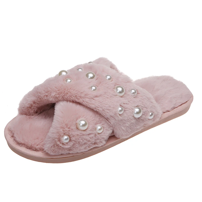 2024 Slippers Women House Slippers Warm Slippers Women Winter Crystal Fur Home Shoes For Women Slippers Casual Plush Comfortable