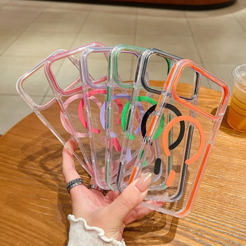 

Модный прозрачный чехол для телефона ярких цветов с магнитом, совместимый с iphone 17 ProMax 17 Pro 17 Air 17 16 15 14 13