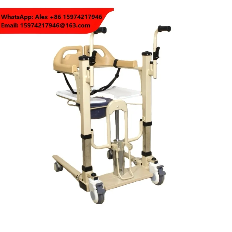 Hydraulic Height-Adjustable Multi-Functional Patient Transfer Chair-Portable Foldable Design For Elderly Bathroom Use