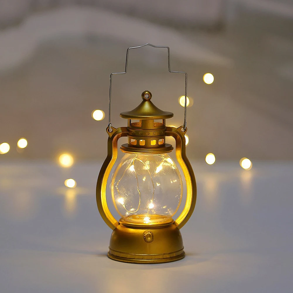 Lâmpada LED Night Light ao ar livre para barraca, ornamento Desktop alimentado por bateria, lanterna de acampamento retro com alça, apto para festa, Natal, pendurado