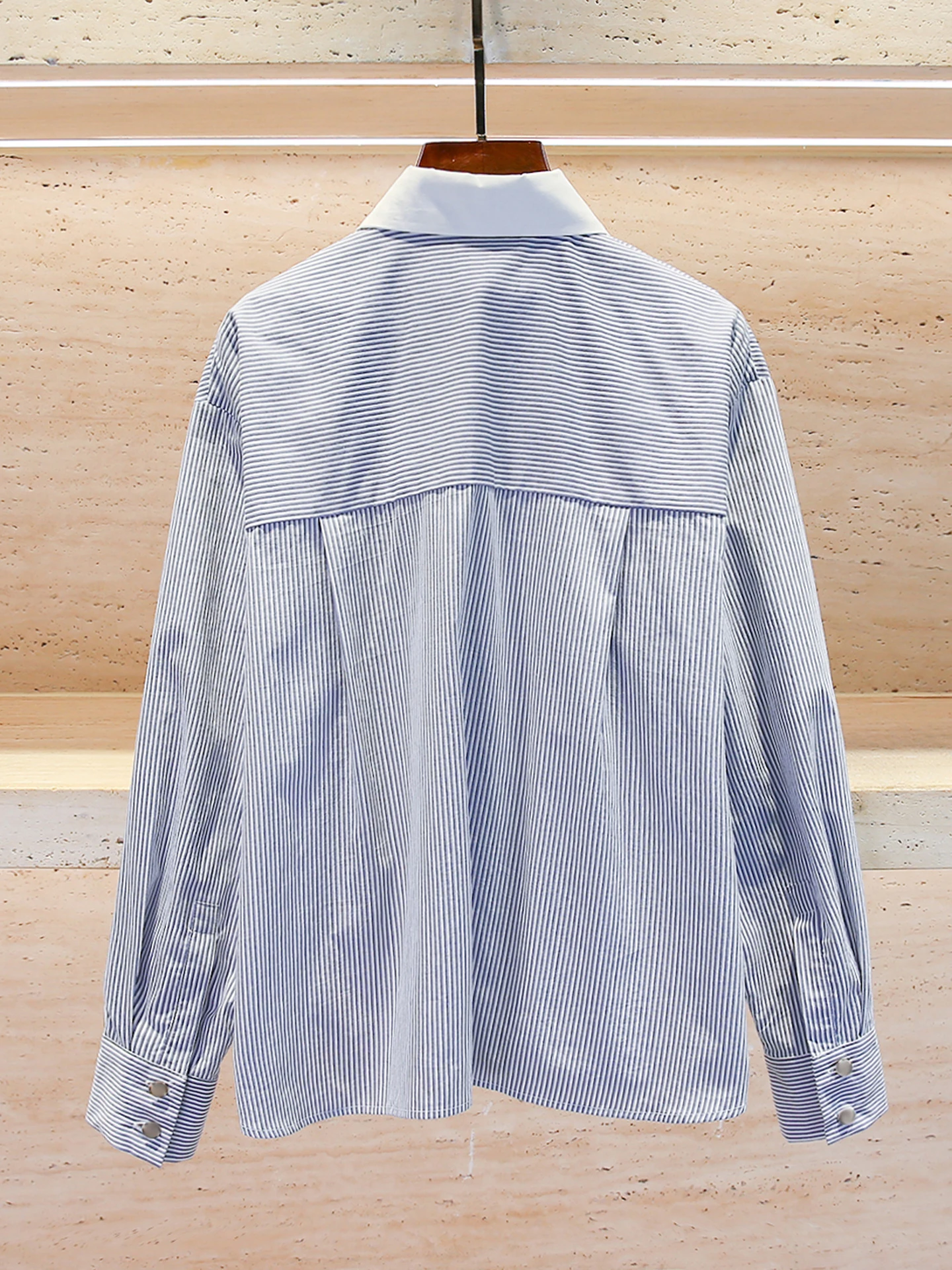 M Home Nan You High End Women's Casual Striped irt with  Knot Belt Autumn Winter Top Commute Sle Loose Fit