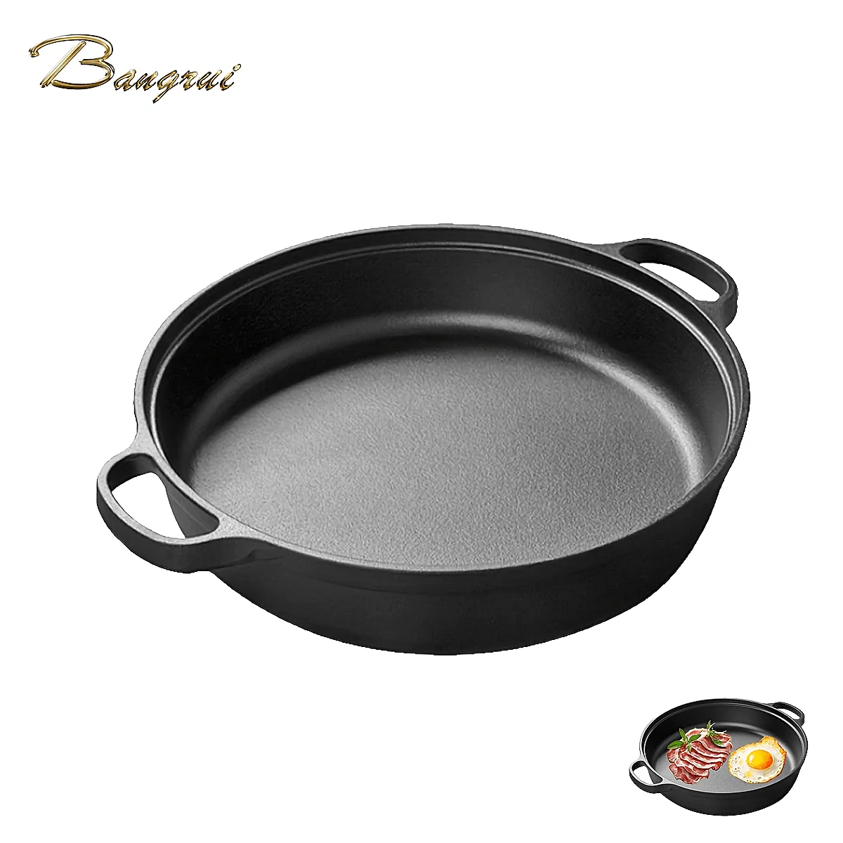 Cast Iron Skillet 1pc – Frying Pan, Grill & BBQ, Indoor/Outdoor, Camping & Home, Fits Gas/Electric/Charcoal, Multi-Size
