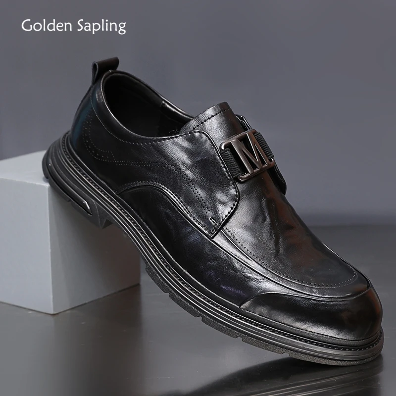 

Golden Sapling Men's Formal Shoes High Quality Split Leather Business Shoes Male Gentleman Fashion Dress Party Derby Oxfords