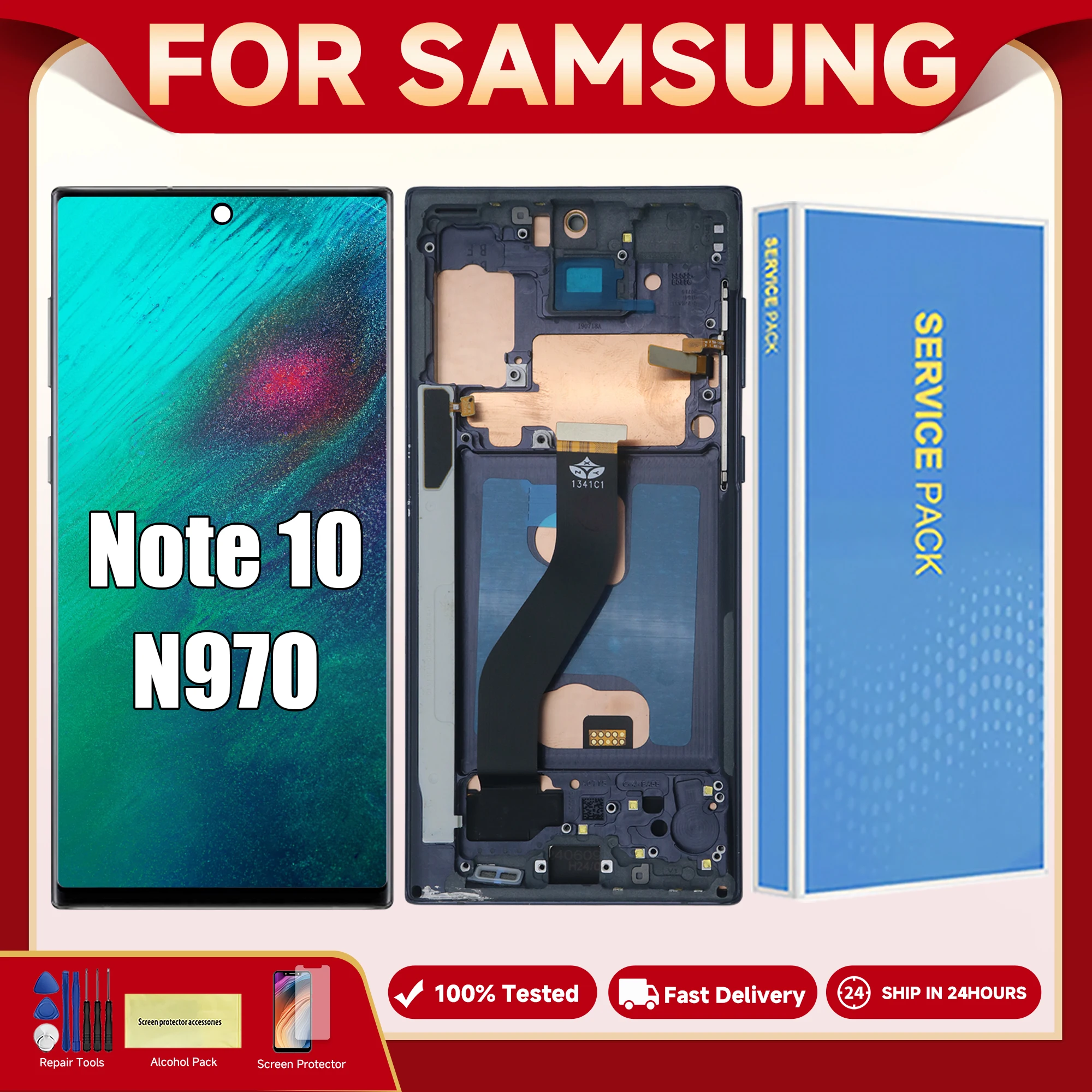 Note 10 For Samsung 6.3''For AMOLED Note10 N970F N970U N970W N970N LCD Display Touch Screen Digitizer Assembly Replacement