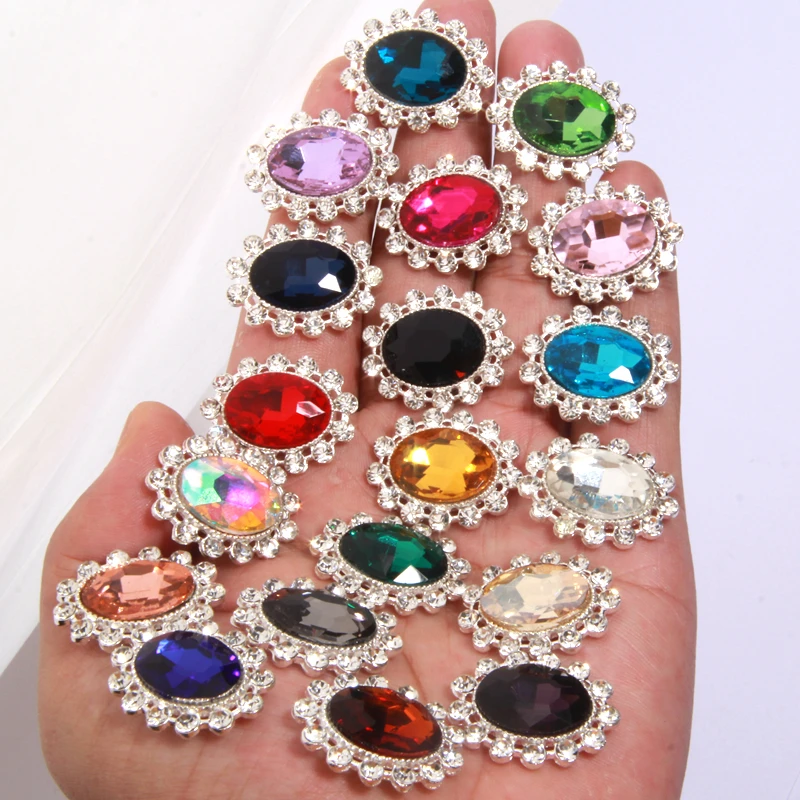 

4Pcs 22*27MM Chic Flatback Rhinestone Buttons for Wedding Invitation Crystal Beads for Cards DIY Accessories Decorative