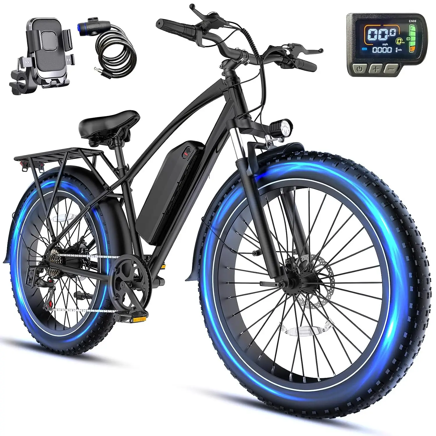 1500-2000W Motor Electric Fat Bike, 28-35 MPH 48V 18Ah Battery 16-26x4.0 Tire 65 Miles Off-Road 500LBS Dual Susp, Customized
