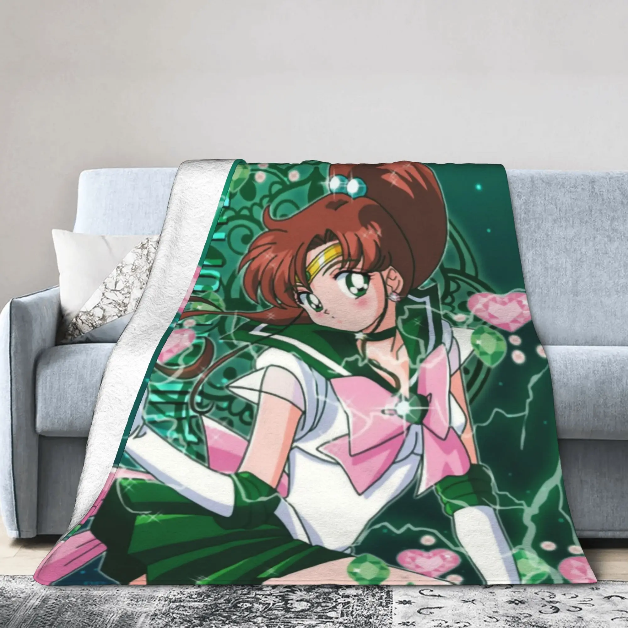 Custom Super Sailor Jupiter Blanket Soft Fleece Autumn Warm Flannel Sailor Moon Throw Blankets for Sofa Travel Bed Quilt