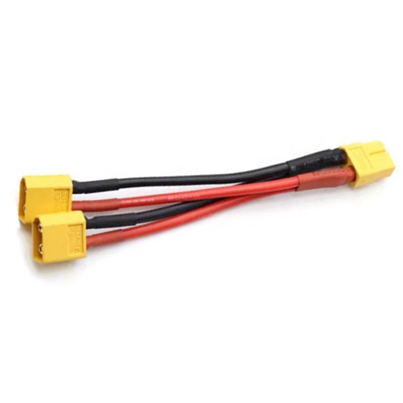 XT60 Parallel Battery Connector 1 Female To 2 Male Cable Dual Extension Y Splitter 14AWG Silicone Wire For RC Battery Durable