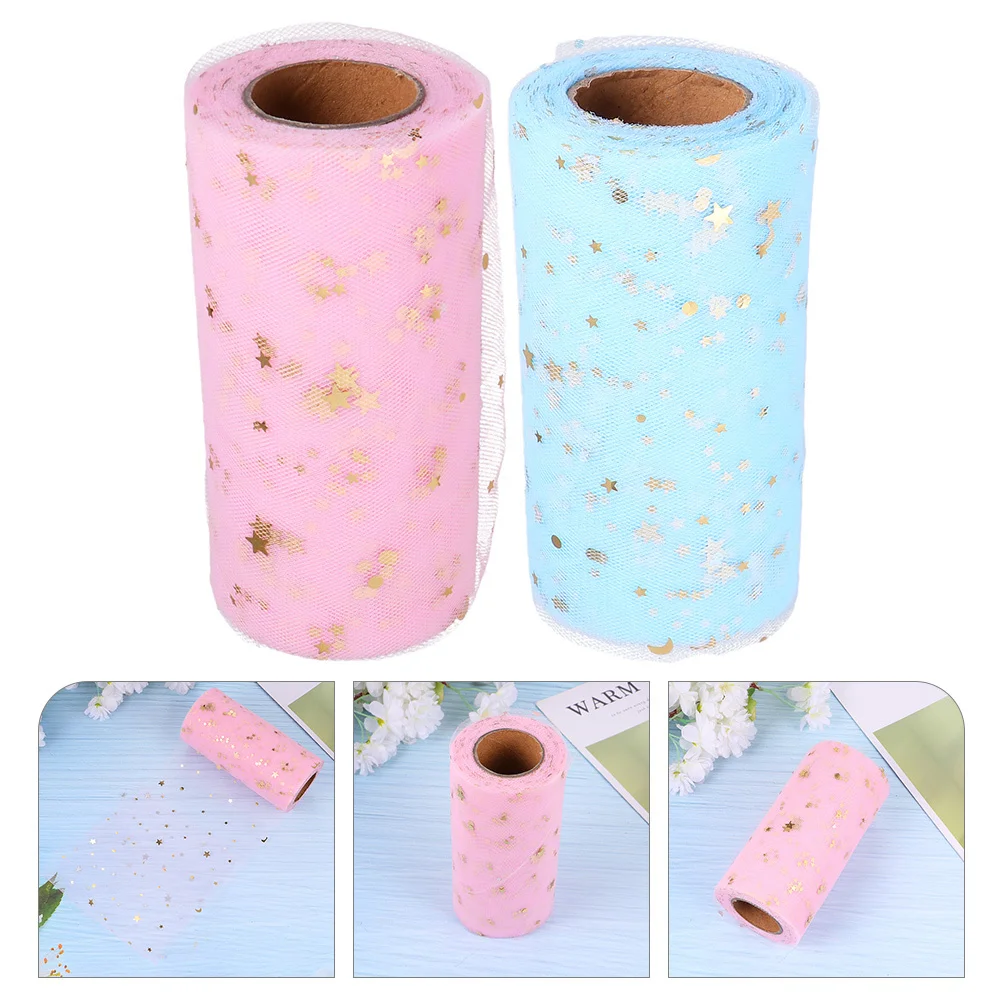 

2pcs Star Sequin Tulle Fabric Roll Premium Decorative Spool For Wedding Skirt Diy Craft Decoration Tulle Fabric Handicraft