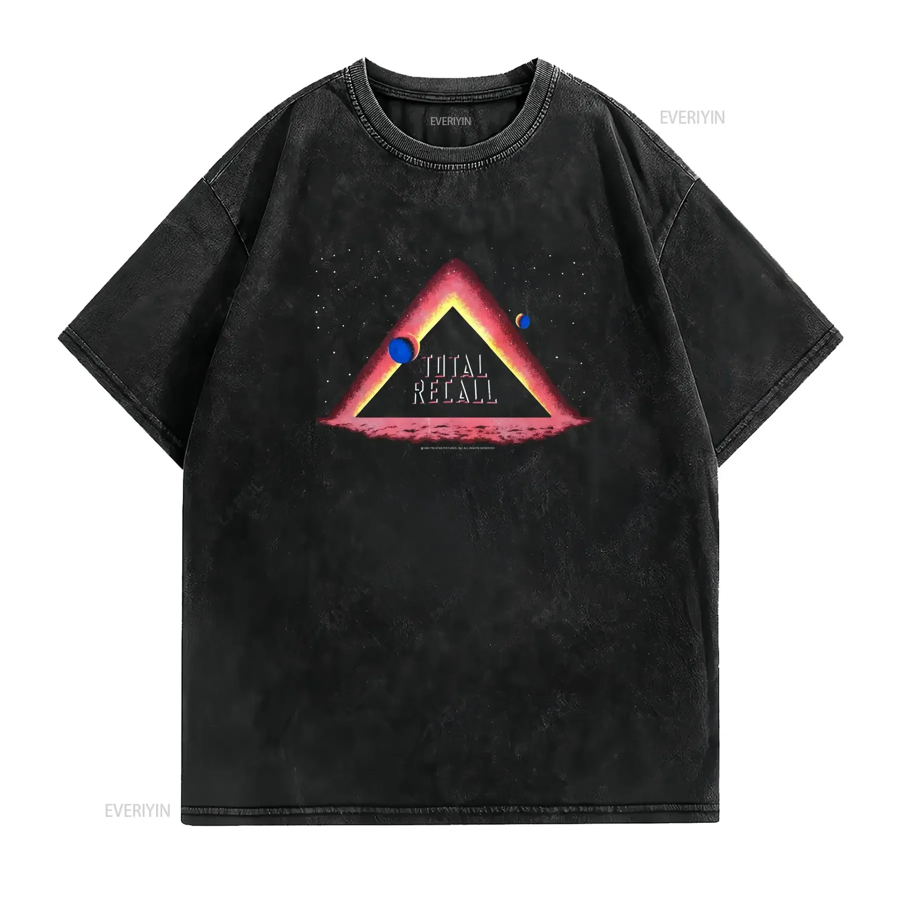 1990 Total recall t shirt vtg 80s 90s cult horror movie sci fi pyramid mine L XL vintage Washed graphic Casual Slightly