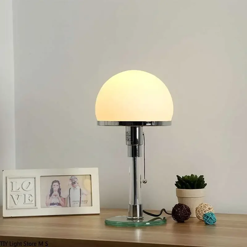 

Wilhelm Wagenfeld Nordic Designer Bauhaus LED table lamp design glass desk light bedroom stainless lighting Fixtures table lamps