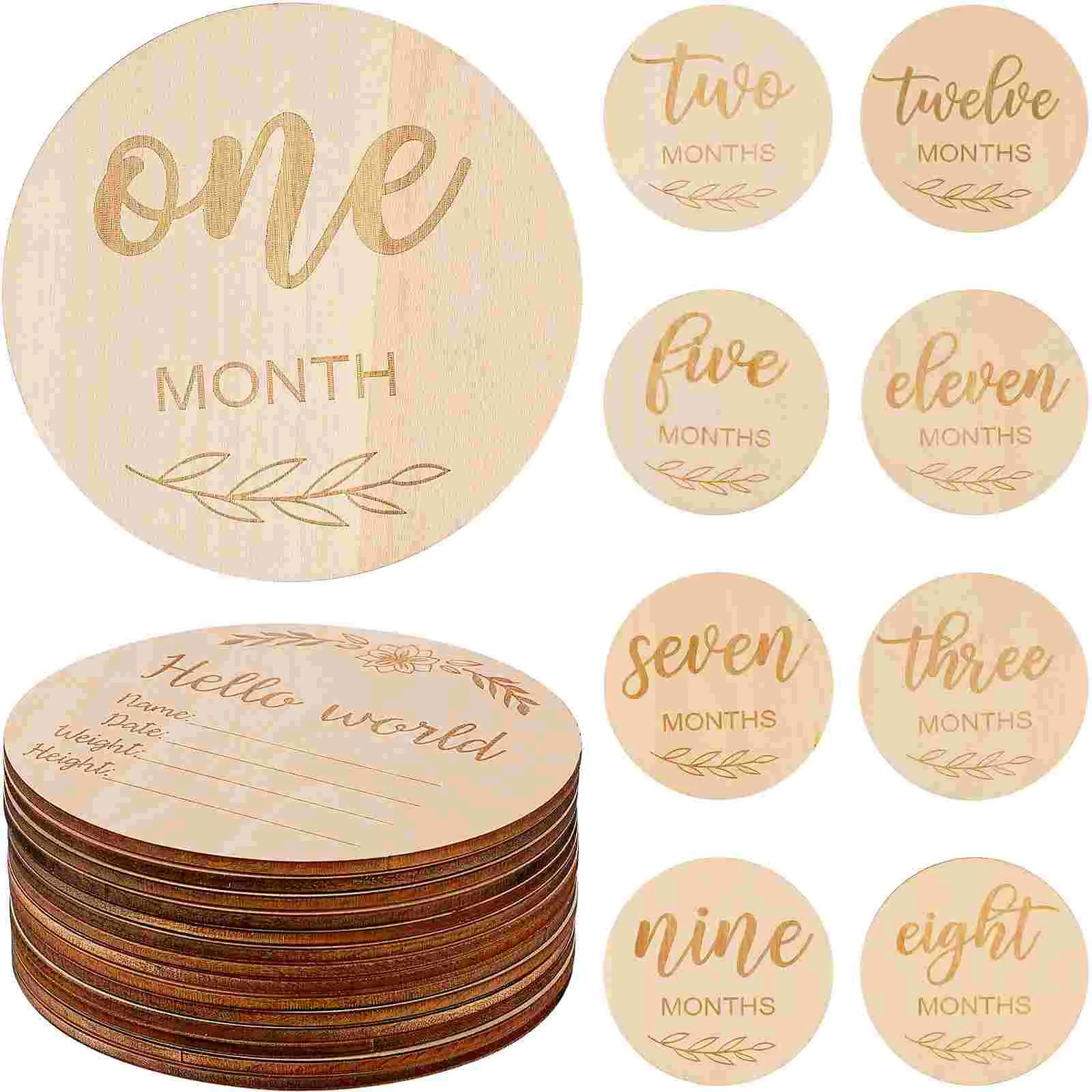 Photograph Wood Chips Monthly Blocks Growth Record Cards Wooden Milestone Discs Blanket Baby Markers Newborn Pregnancy Journey