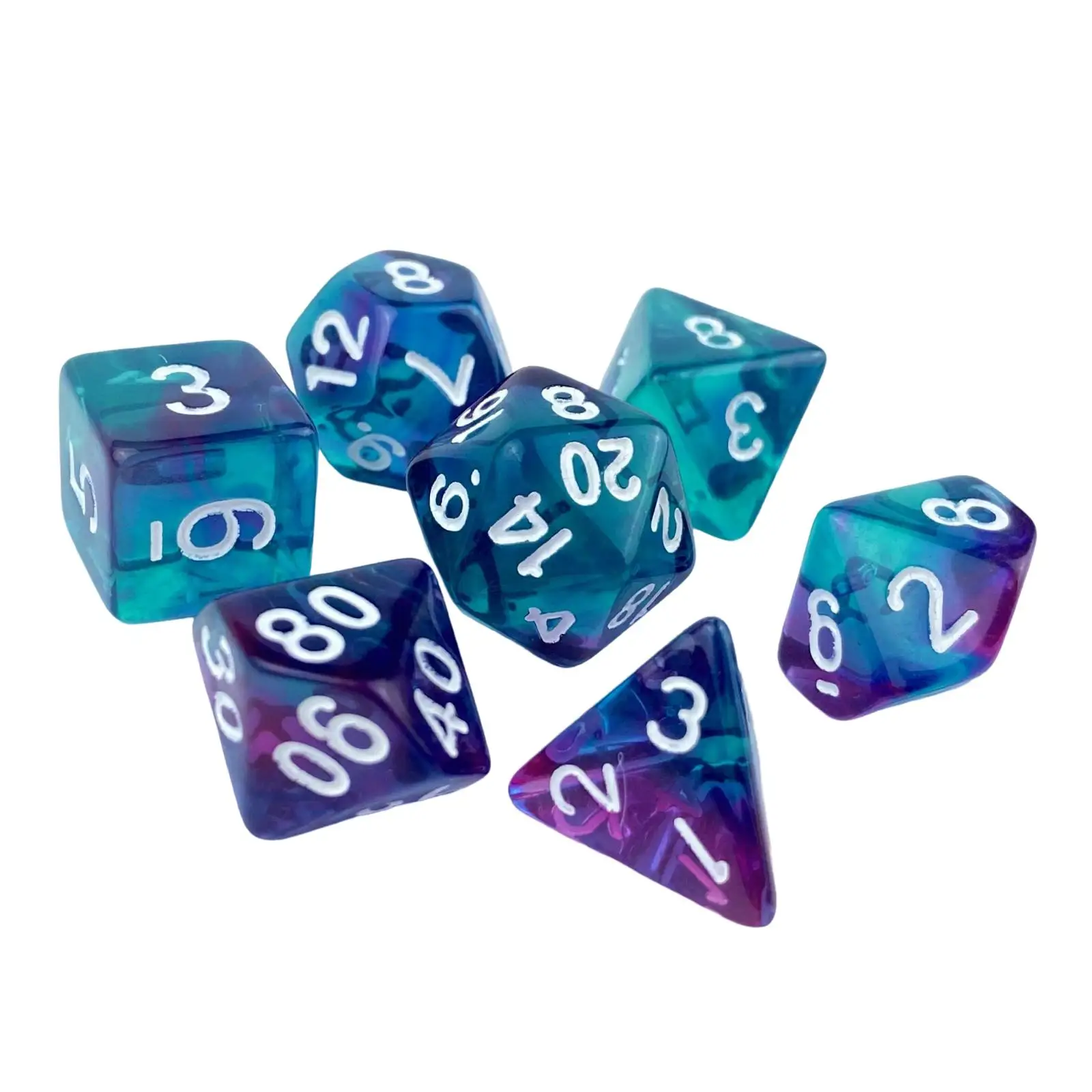 2x7x Game Dices Luminary Engraved Assorted for Roll Playing Games C