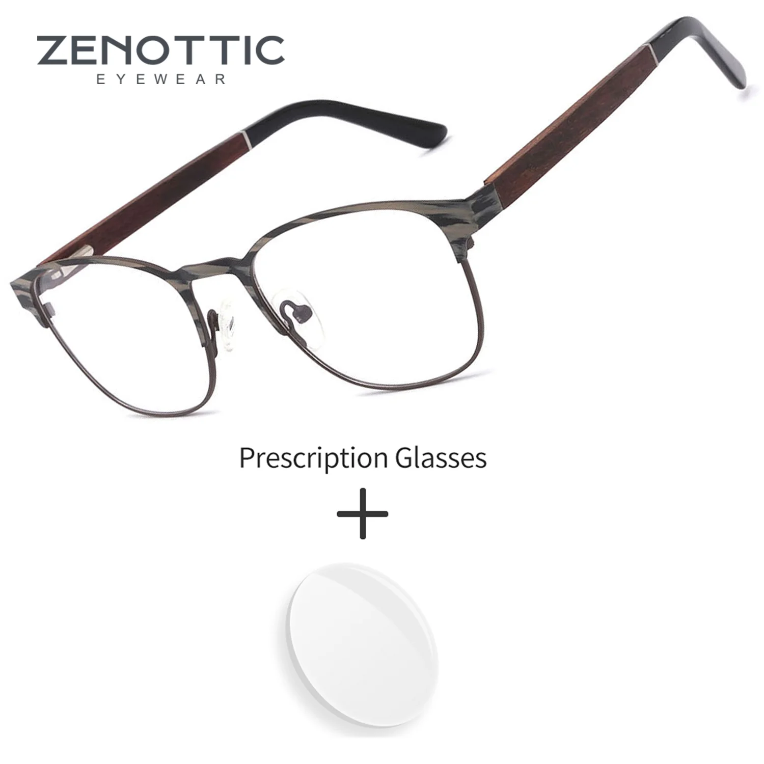 

ZENOTTIC Metal Square Prescription Eyewear Anti Blue Light Eyeglasses Man Optical Men's Medical Glasses