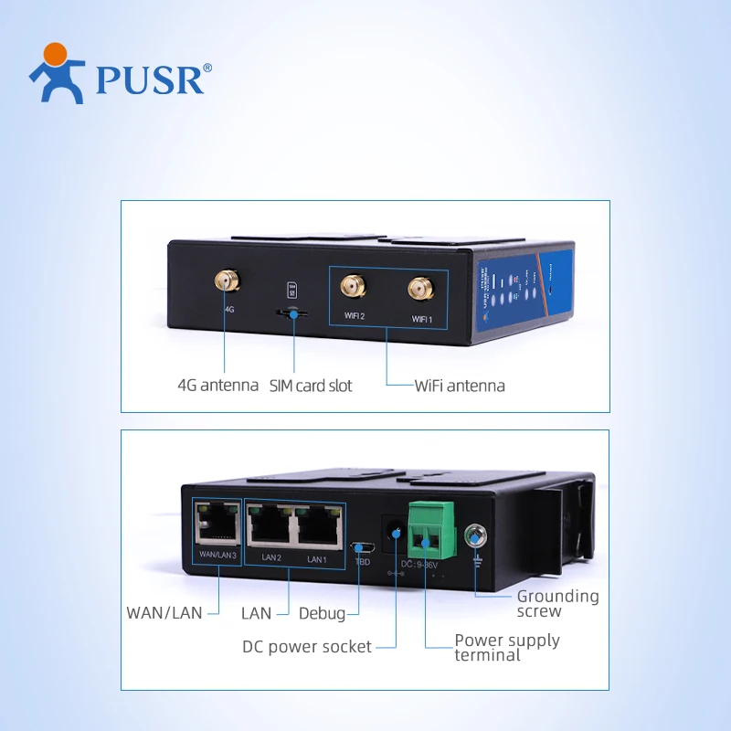 PUSR Industrial WiFi Enhanced lte Cellular Router With Sim Card Slot OpenVPN Qualcomm Chipset USR-G806w