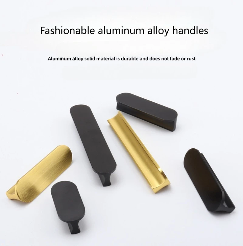 Black T-shaped round aluminum pull handle for golden-colored cabinet and wardrobe furniture straight bar handle