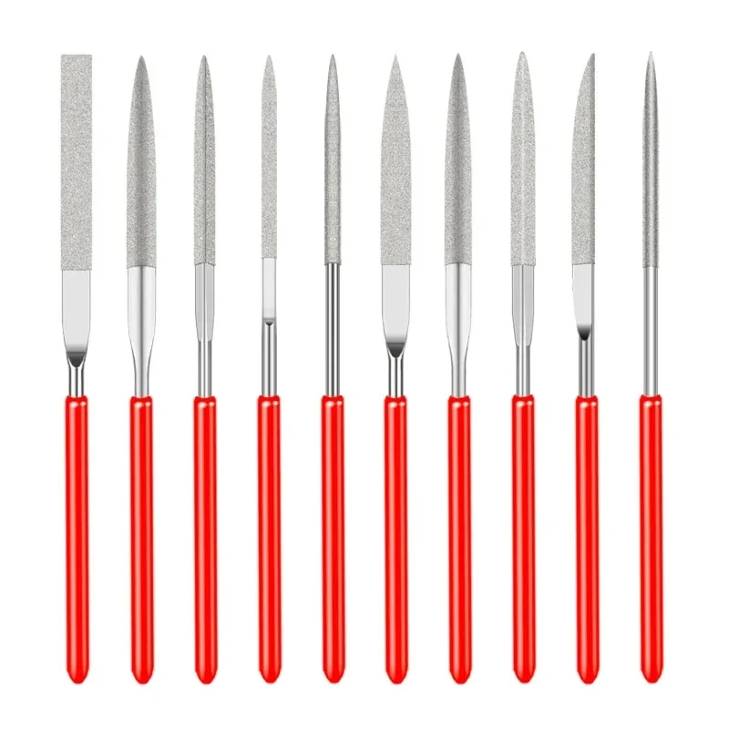 SenNan 10Pcs Diamond Needle File Set 3x140mm Mini Needle File Kit For Stone Glass Metal Carving Craft Hand Tools Needle File Set