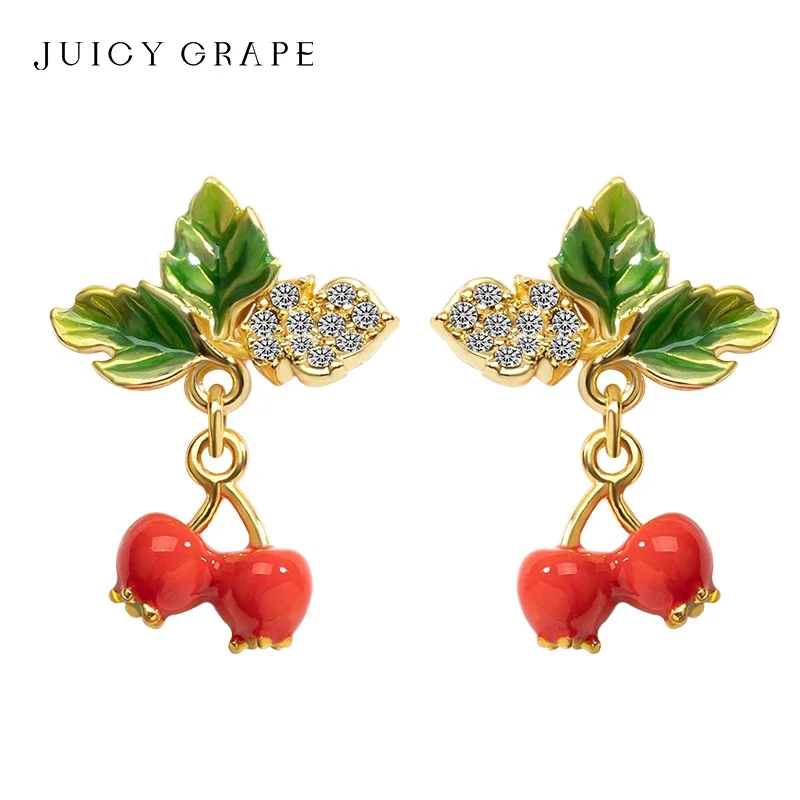 

Fruit Earrings for Women s925 Silver Pin Fashion Statement Trendy Enamel Earrings 2024 Fashion Korean Wedding Romantic Jewelry