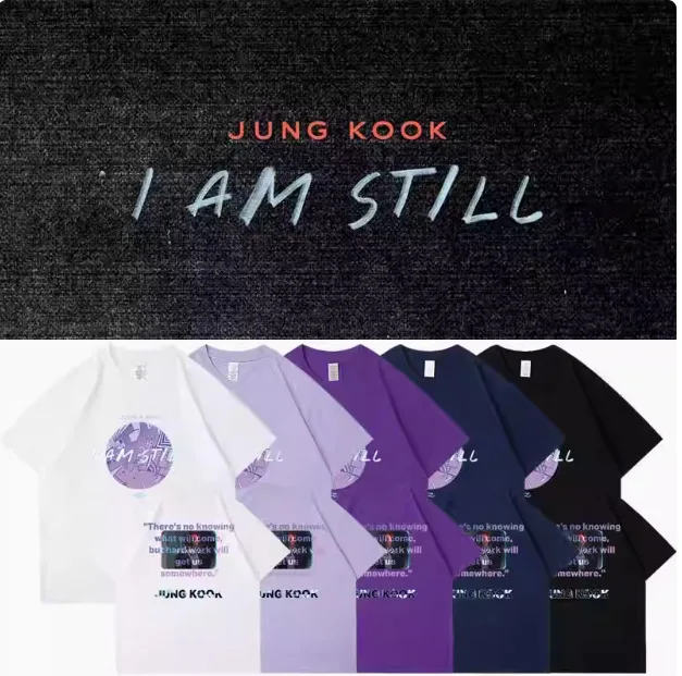 Kpop JUNGKOOK I AM STILL T-shirt Women Men Summer Loose Cotton Short Sleeve Tee Tops Korean Popular Fashion Letter Print T Shirt