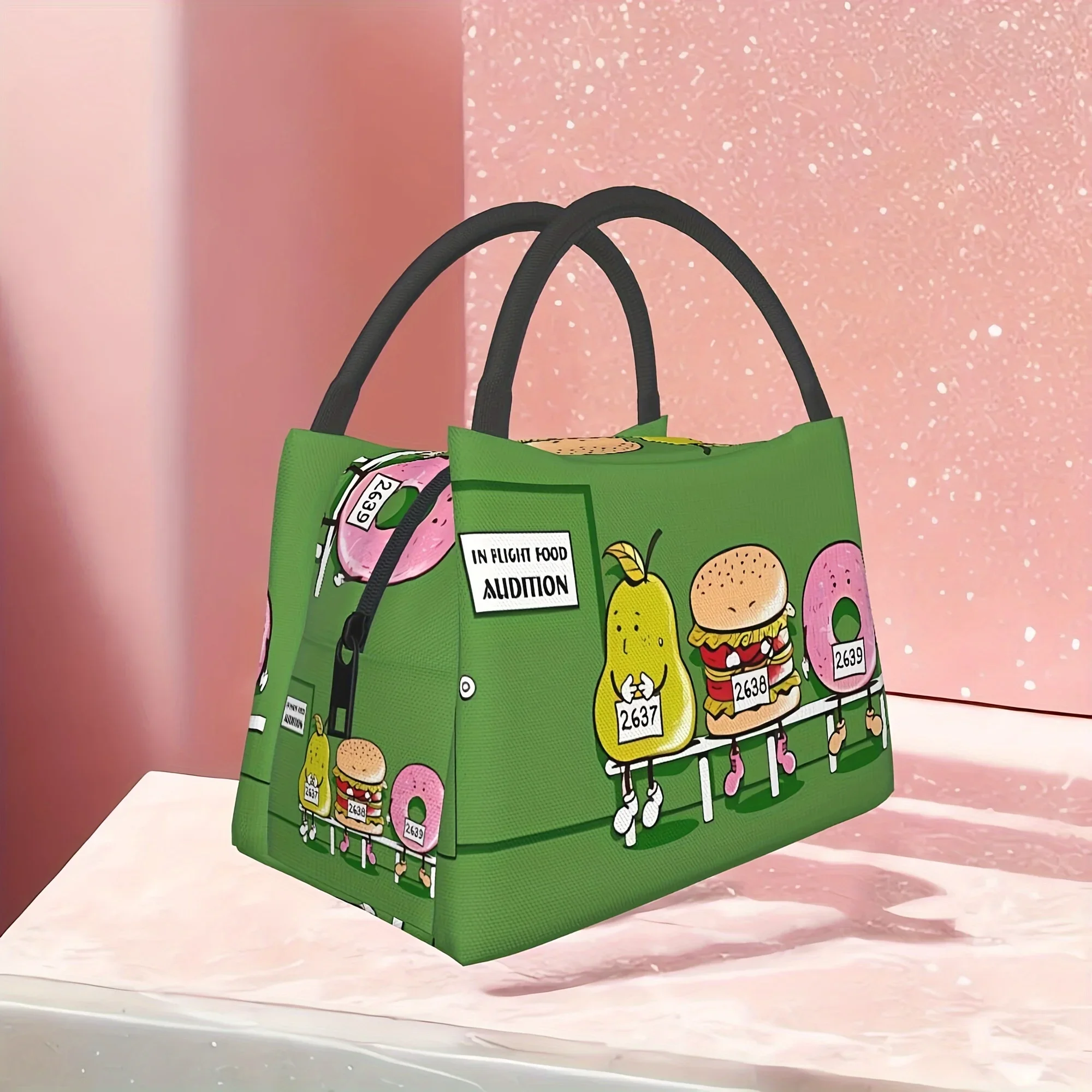 Cartoon Parody Pattern Insulated Lunch Bag for Camping Picnic Beach Suitable for Home Restaurant Office Birthday Gift