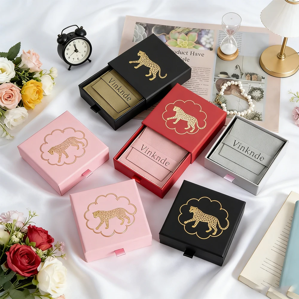 

100Pcs Customized Logo Drawer Jewelry Box With Suede Velvet Bag Ring Necklace Bracelet Display Boxes Wedding Favors For Guests