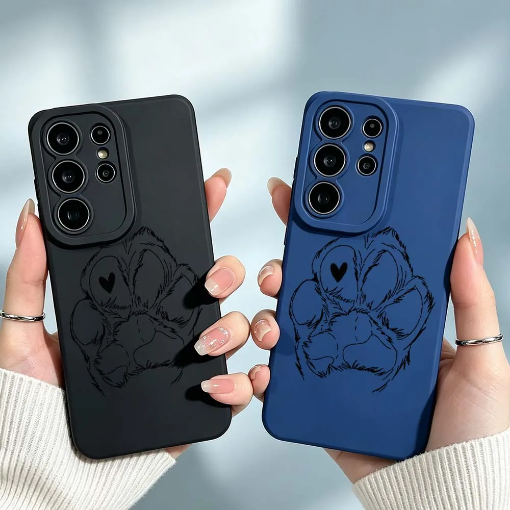 Cartoon Cat Paw Heart For Samsung Galaxy S26 S25 S24 S23 S22 S21 A55 A54 A35 A15 Ultra FE Plus Phone Case Cover
