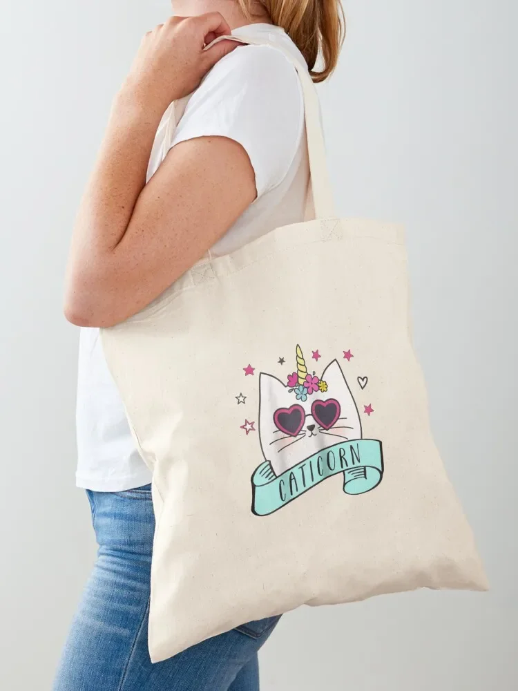 Caticorn Unicorn Cat Cute Funny Kawaii Animal T Shirt Tote Bag cute pouch bag great bag canvas shopping