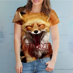 Women T-Shirts Cute Fox Tops Fashion 3D Print Tees Short Sleeve Harajuku Animal T Shirt Loose O-Neck Casual Camiseta